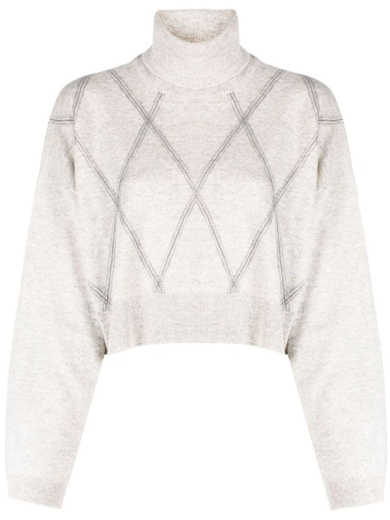 Grey Monili-embellished Sweater