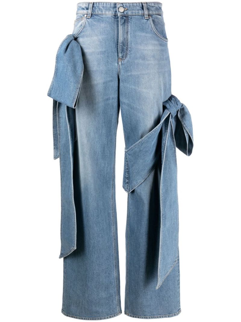 Blue Bow-embellished Boyfriend Jeans