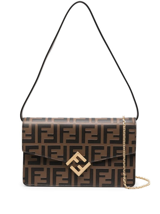 Brown Ff Diamonds Chain Wallet