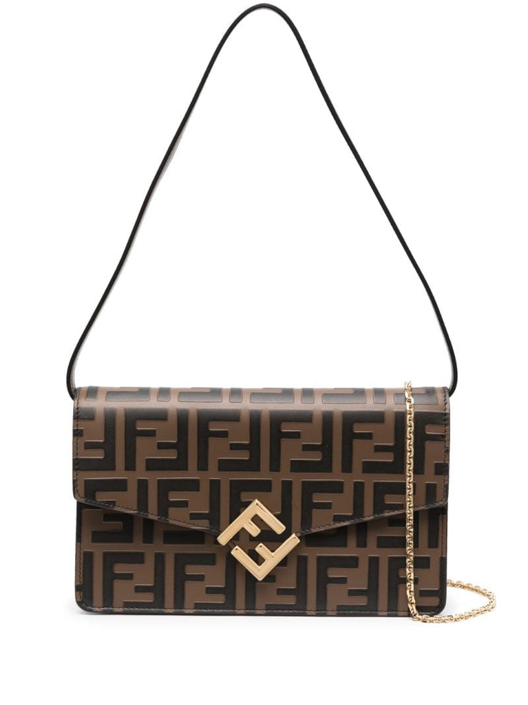 Brown Ff Diamonds Chain Wallet