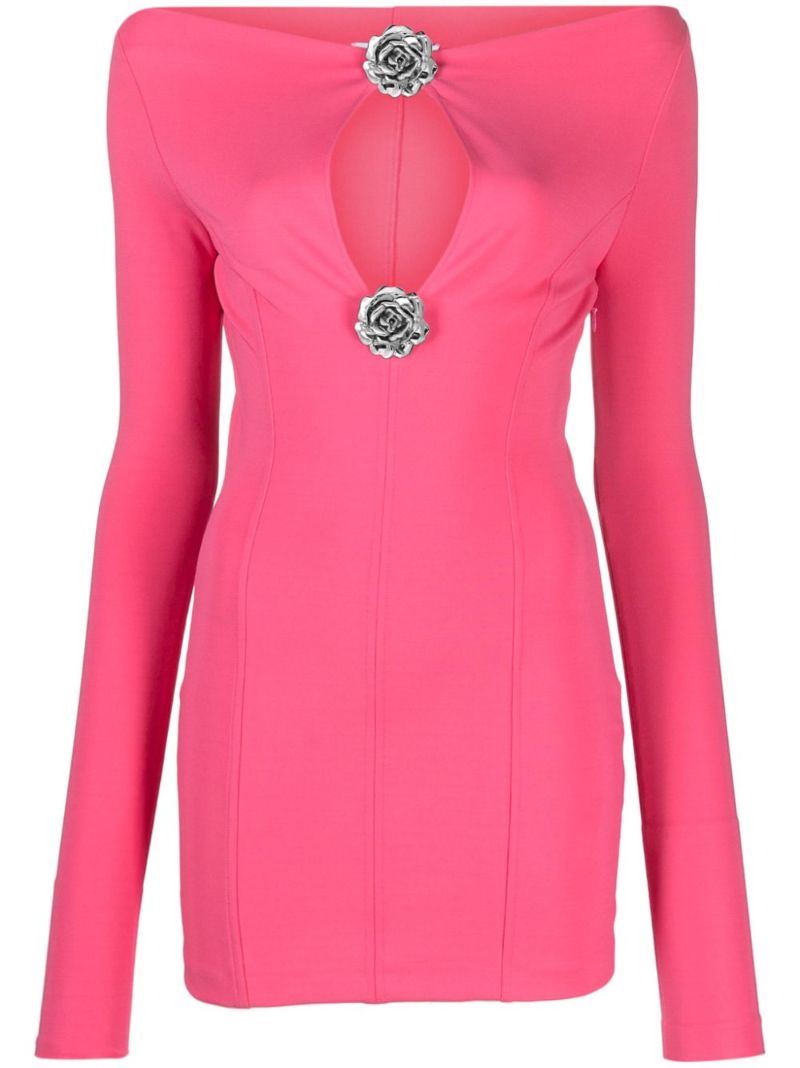 Pink Floral-motif Mini Dress