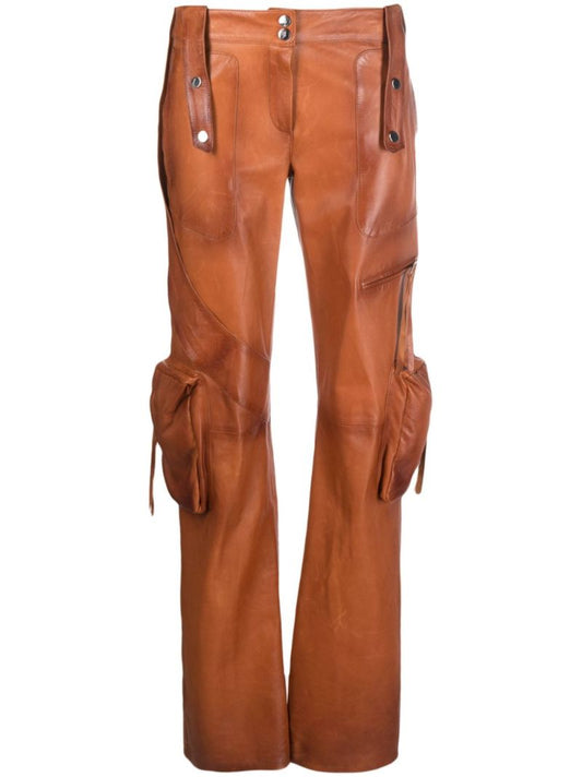 Brown Leather Cargo Trousers