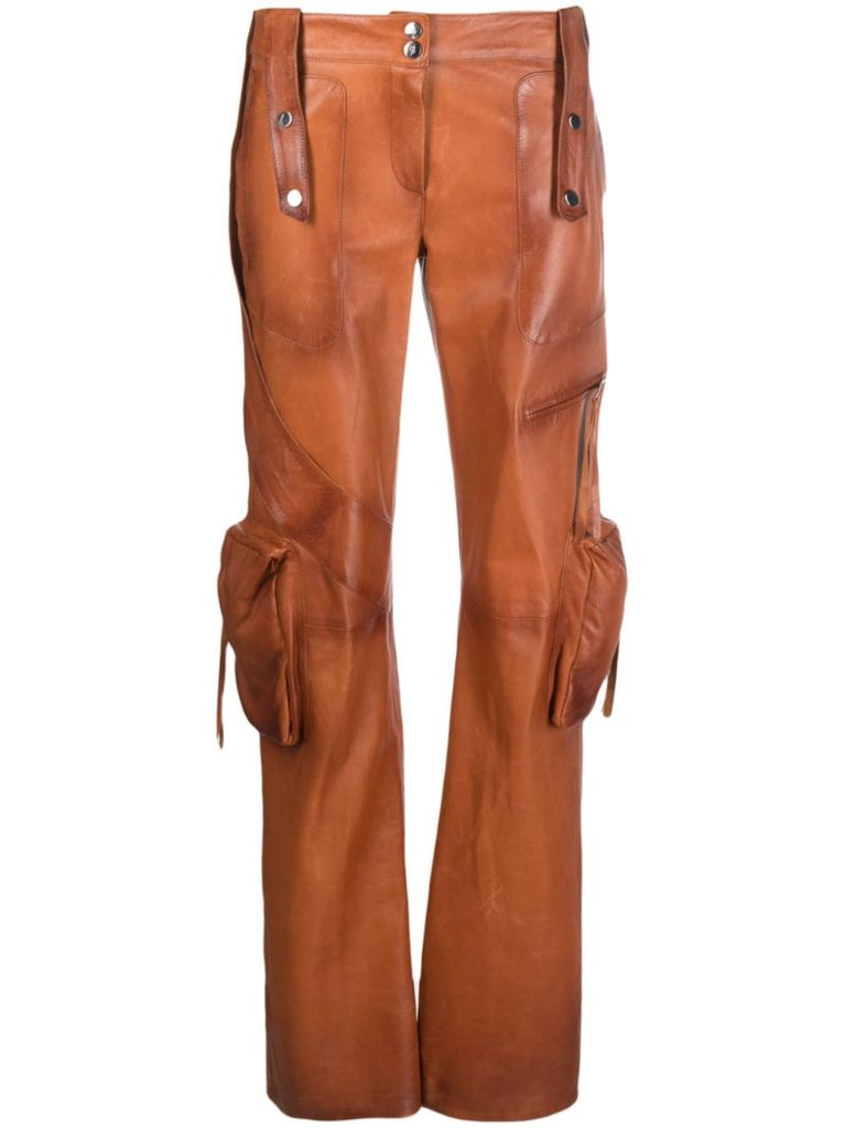 Brown Leather Cargo Trousers