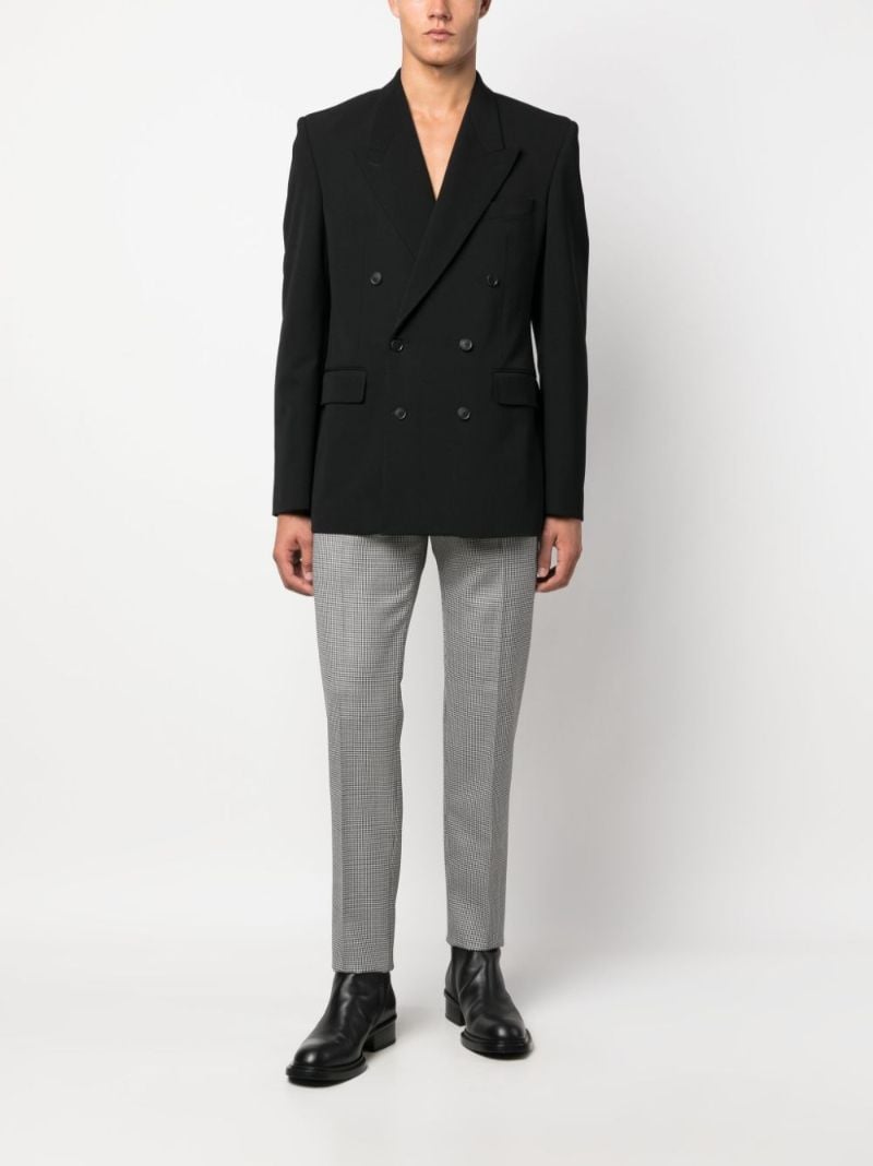 Black Houndstooth Wool Trousers