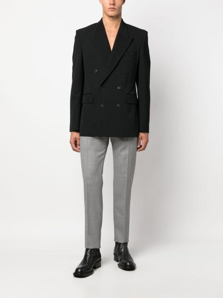 Black Houndstooth Wool Trousers