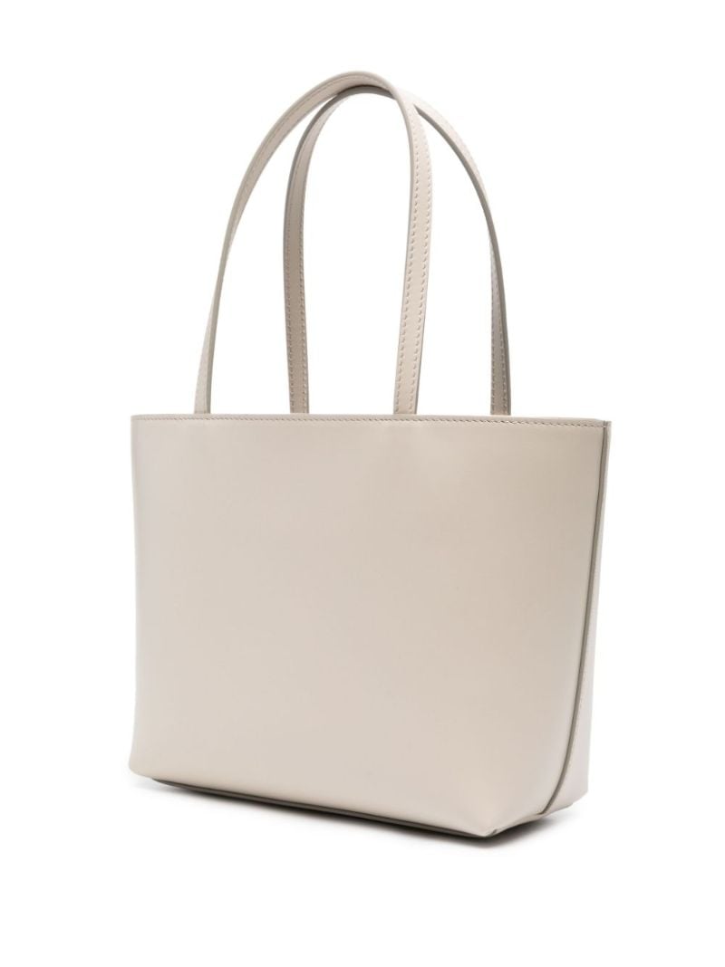 Neutral Dg Logo Small Leather Tote Bag