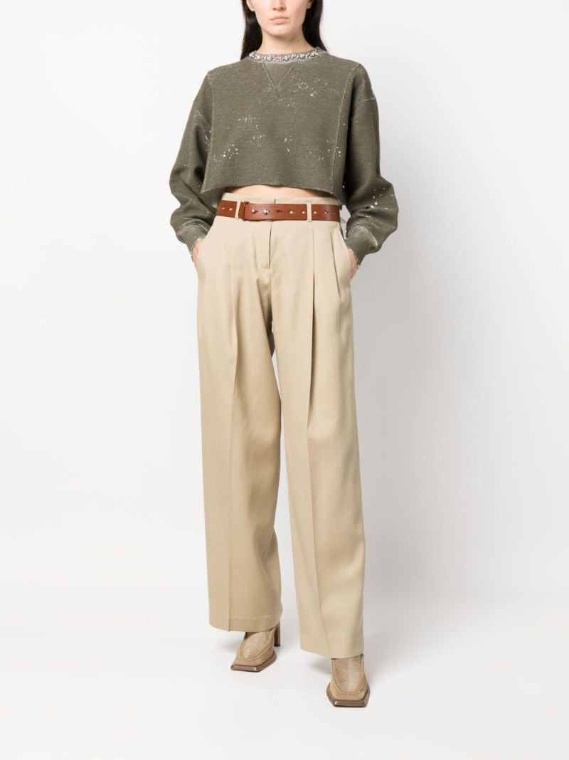 Neutral Straight-leg Wool Trousers