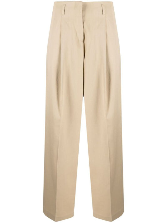 Neutral Straight-leg Wool Trousers