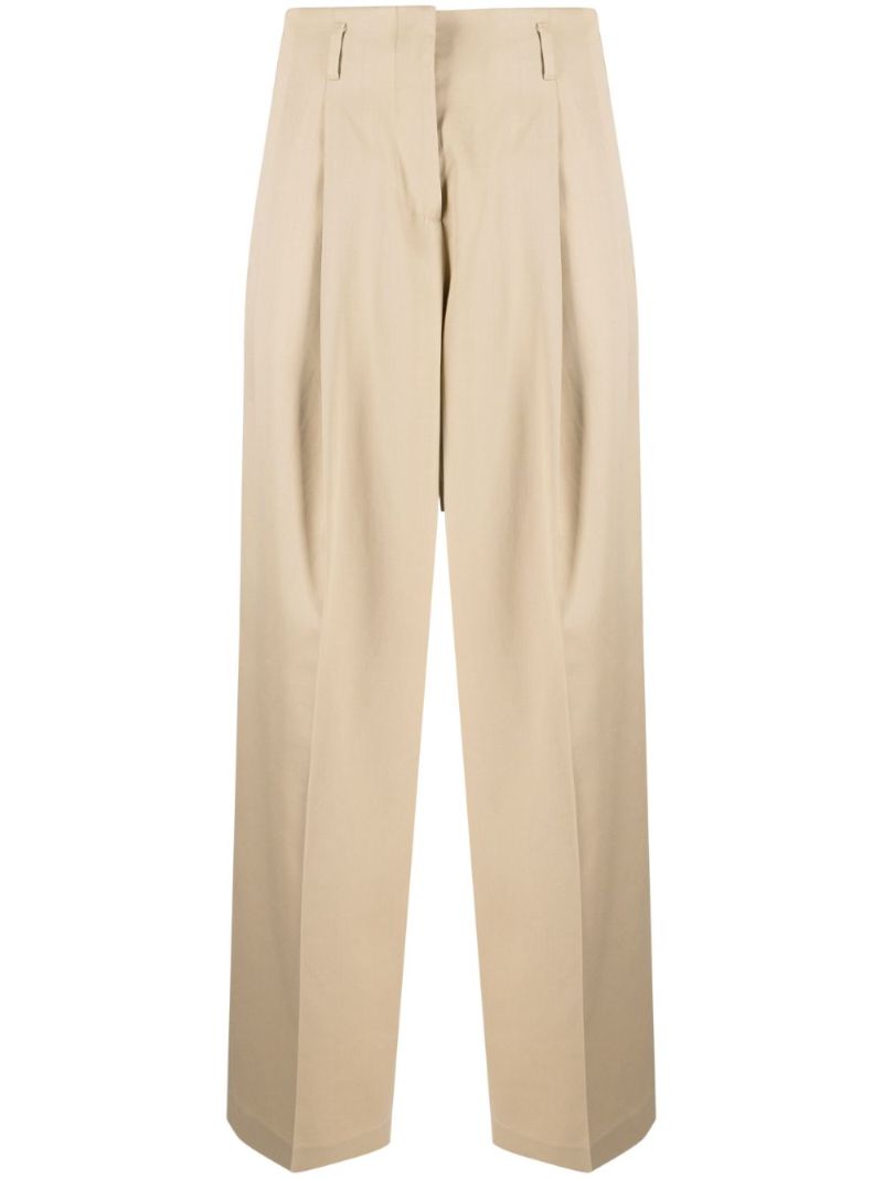 Neutral Straight-leg Wool Trousers