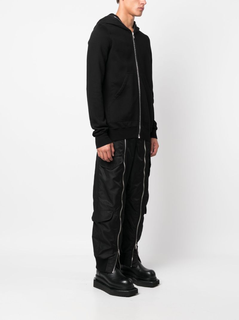 Black Gimp Zipped Cotton Hoodie