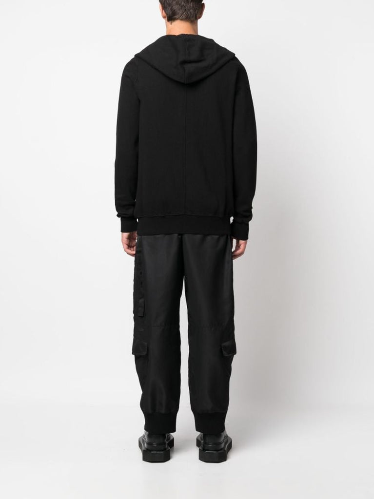 Black Gimp Zipped Cotton Hoodie