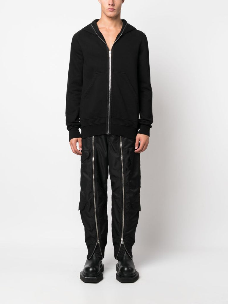 Black Gimp Zipped Cotton Hoodie