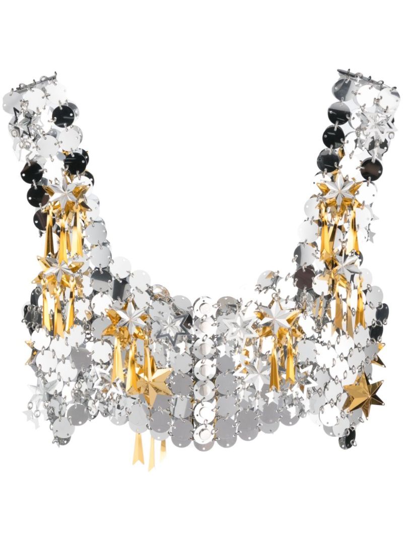 Silver Star-embellished Crop Top