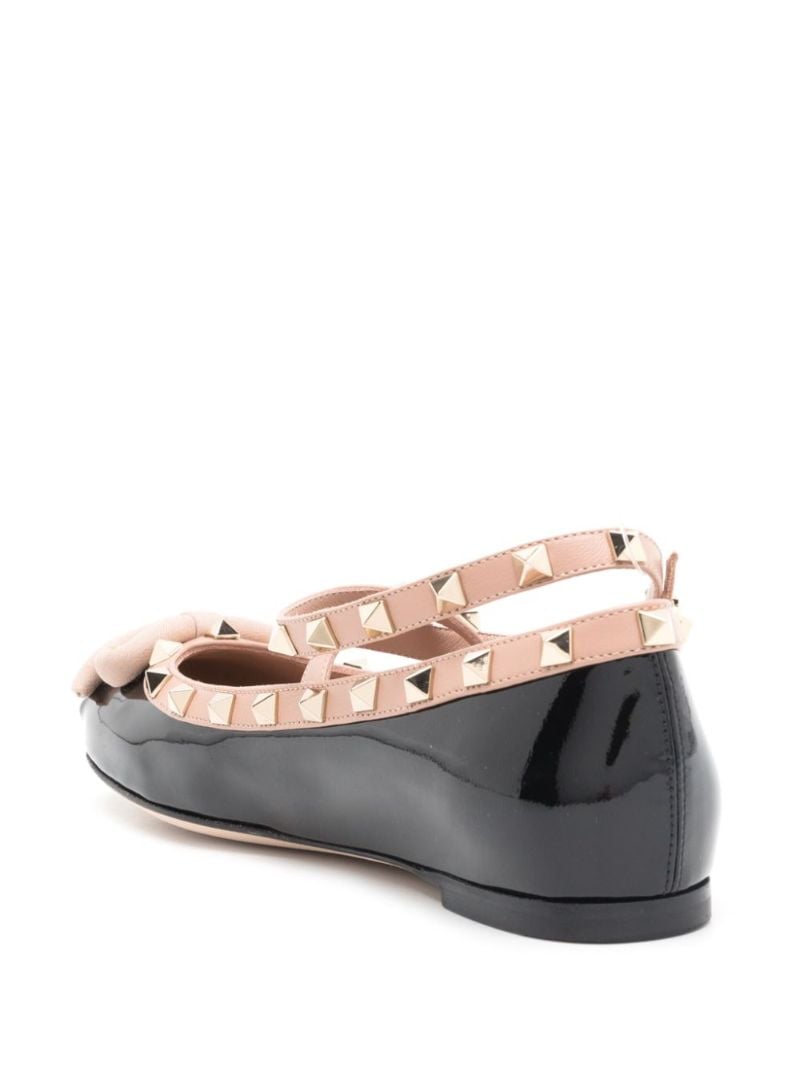 Black Rockstud Bow Ballet Shoes