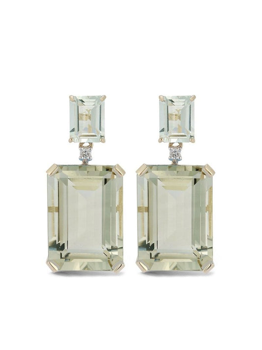 14k Yellow Gold Amethyst and Diamond Drop Earrings