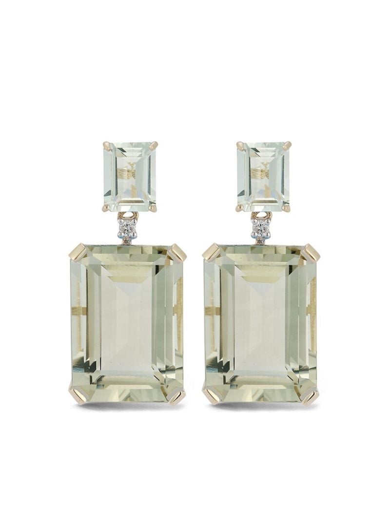 14k Yellow Gold Amethyst and Diamond Drop Earrings