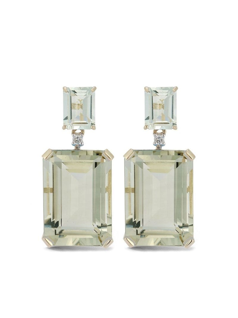 14k Yellow Gold Amethyst and Diamond Drop Earrings