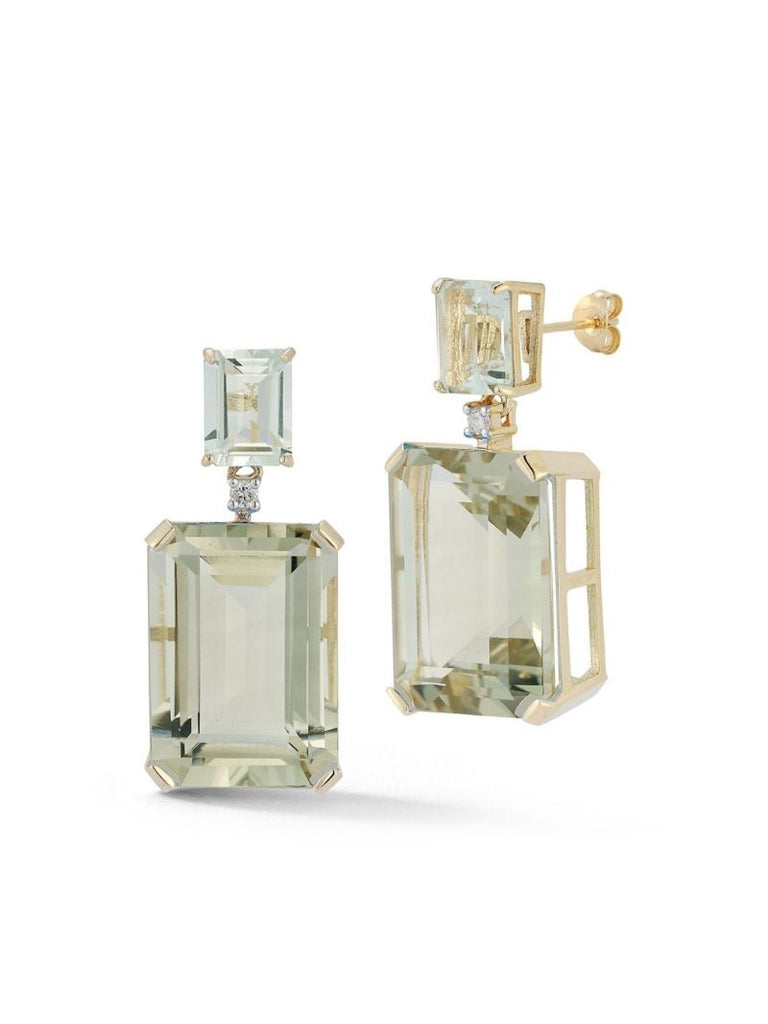 14k Yellow Gold Amethyst and Diamond Drop Earrings