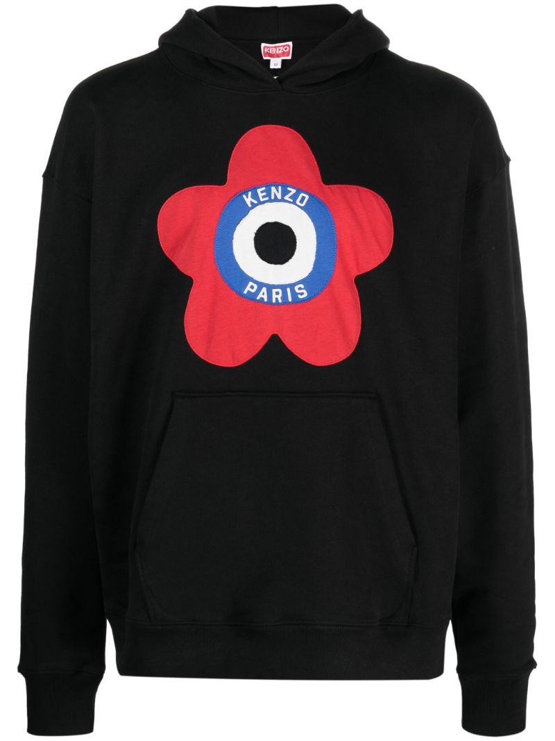 Black Graphic Print Cotton Hoodie