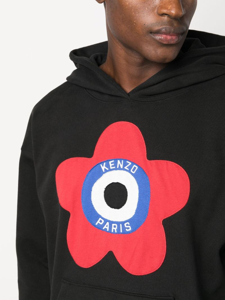 Black Graphic Print Cotton Hoodie