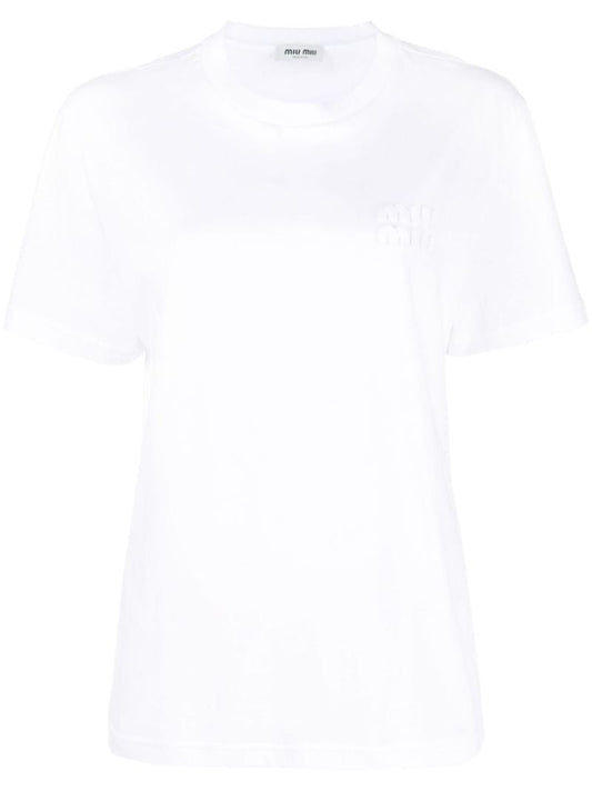 White Logo-embroidered Cotton T-shirt