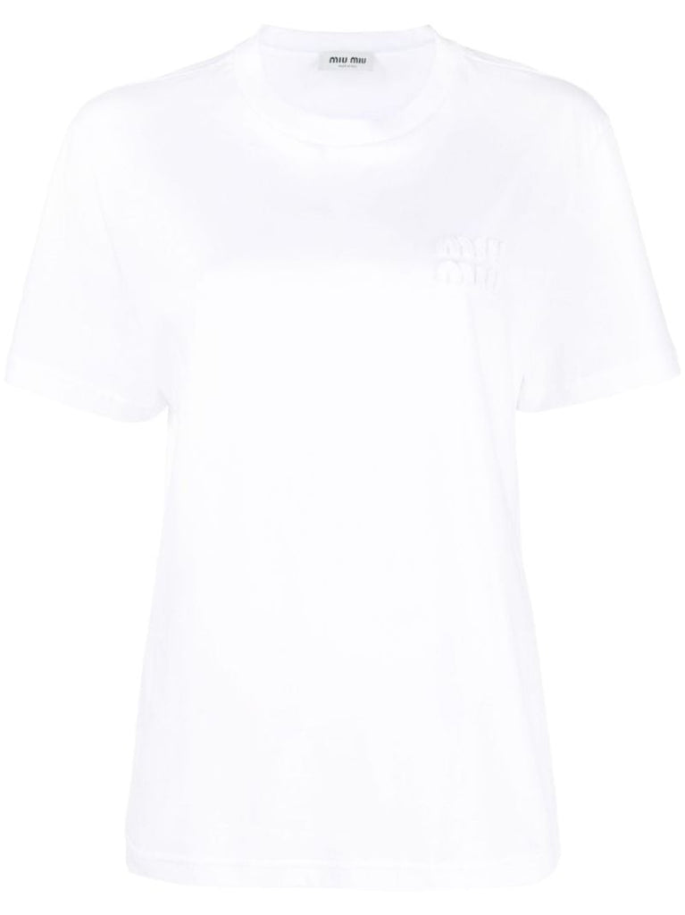 White Logo-embroidered Cotton T-shirt