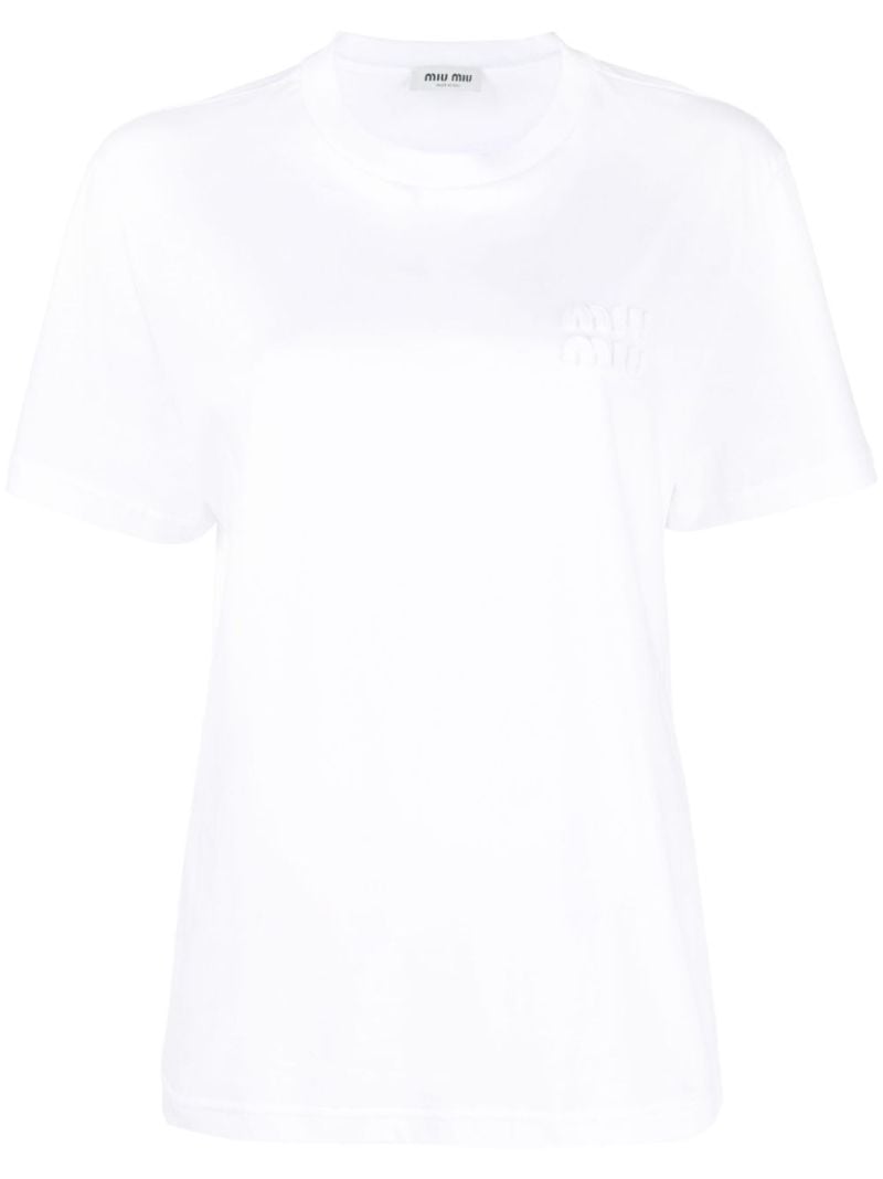 White Logo-embroidered Cotton T-shirt