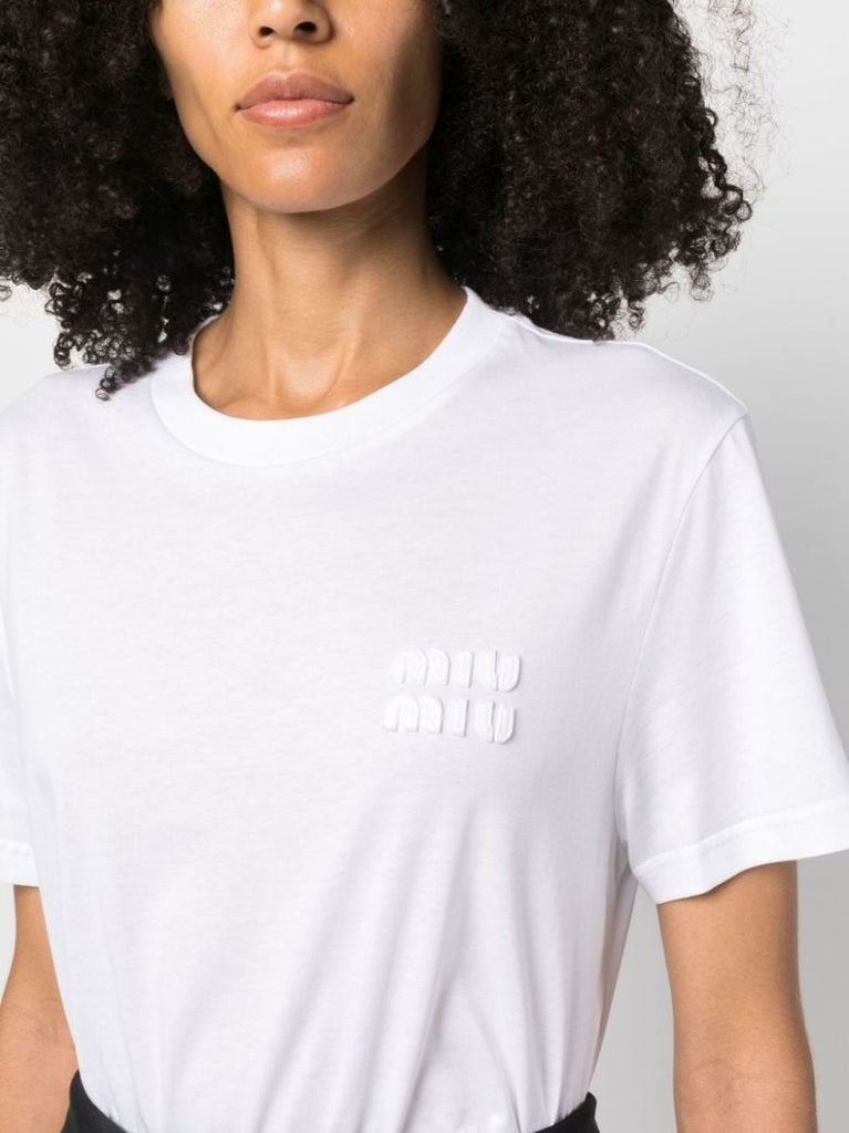 White Logo-embroidered Cotton T-shirt