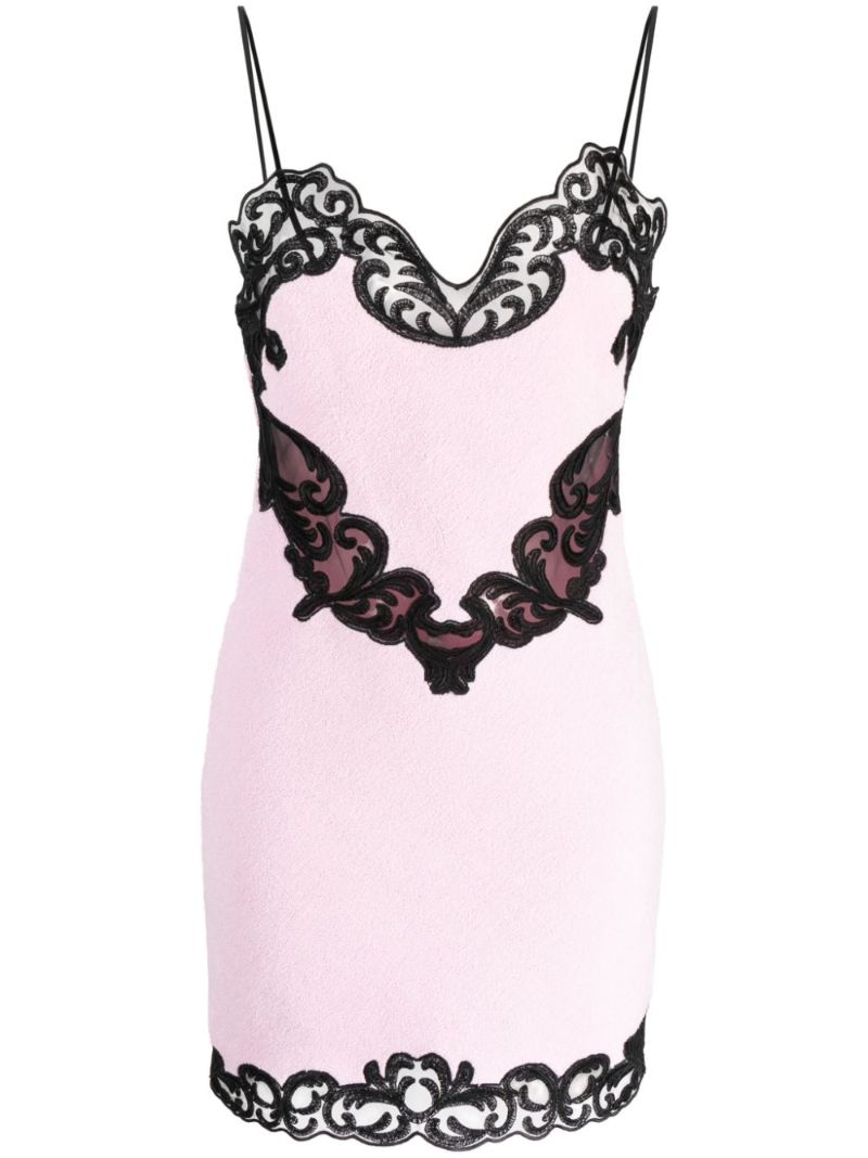 Pink Cami Lace-trim Mini Dress