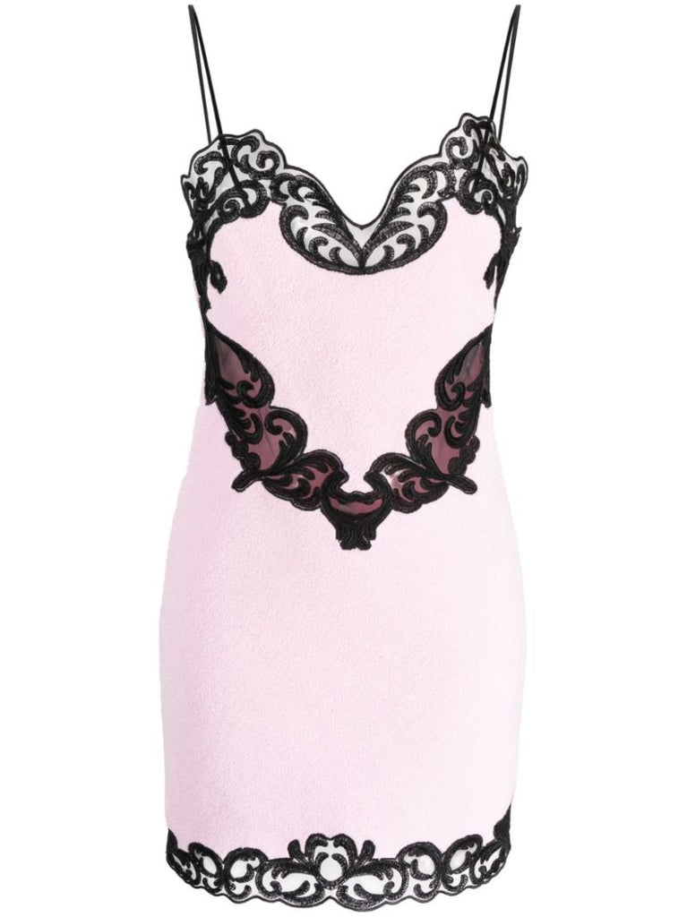 Pink Cami Lace-trim Mini Dress