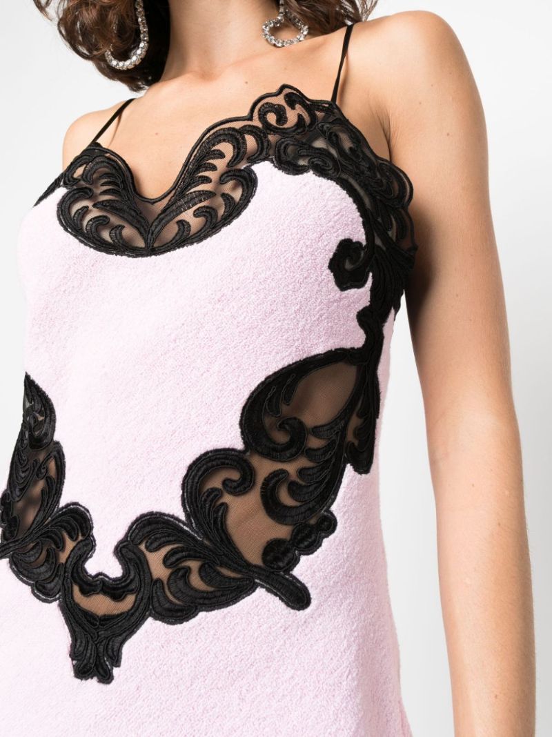 Pink Cami Lace-trim Mini Dress