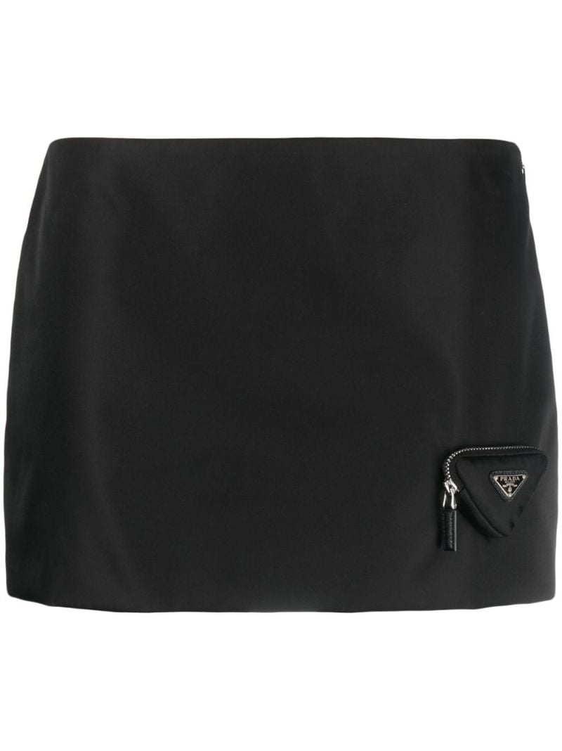 Black Triangle-pouch Re-nylon Mini Skirt