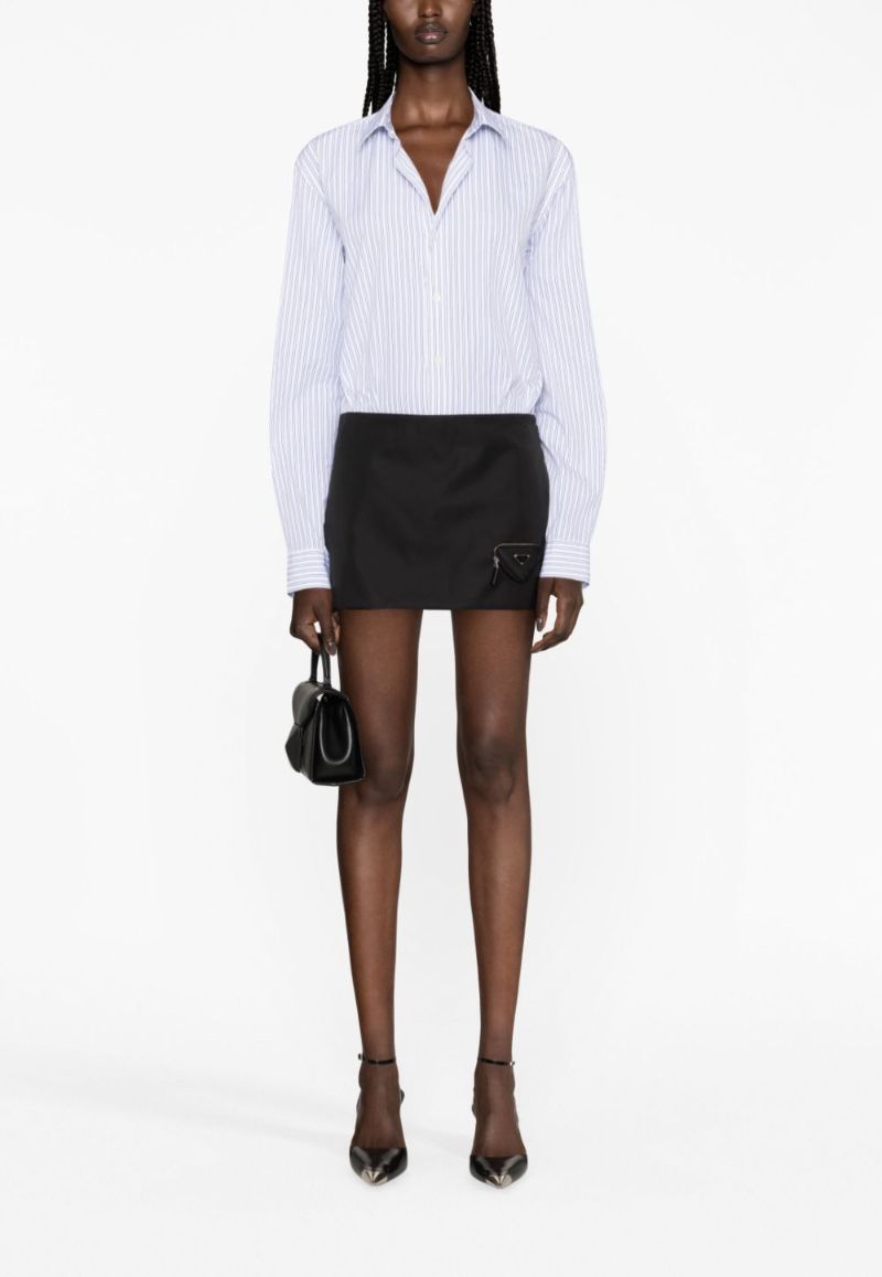 Black Triangle-pouch Re-nylon Mini Skirt