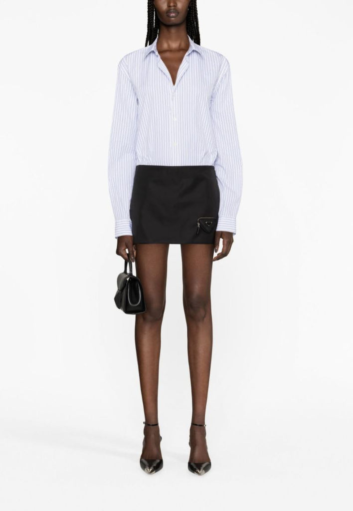 Black Triangle-pouch Re-nylon Mini Skirt