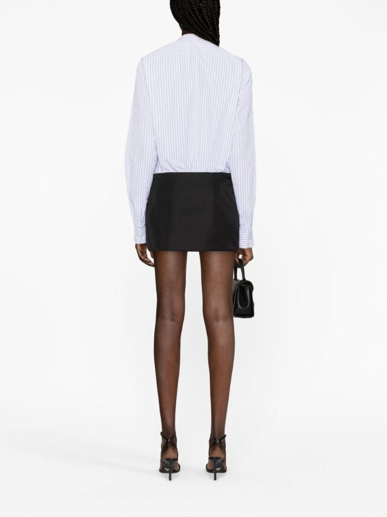 Black Triangle-pouch Re-nylon Mini Skirt