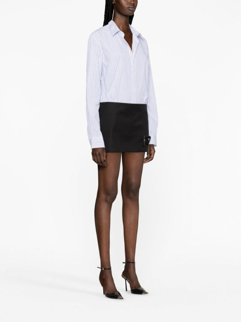 Black Triangle-pouch Re-nylon Mini Skirt