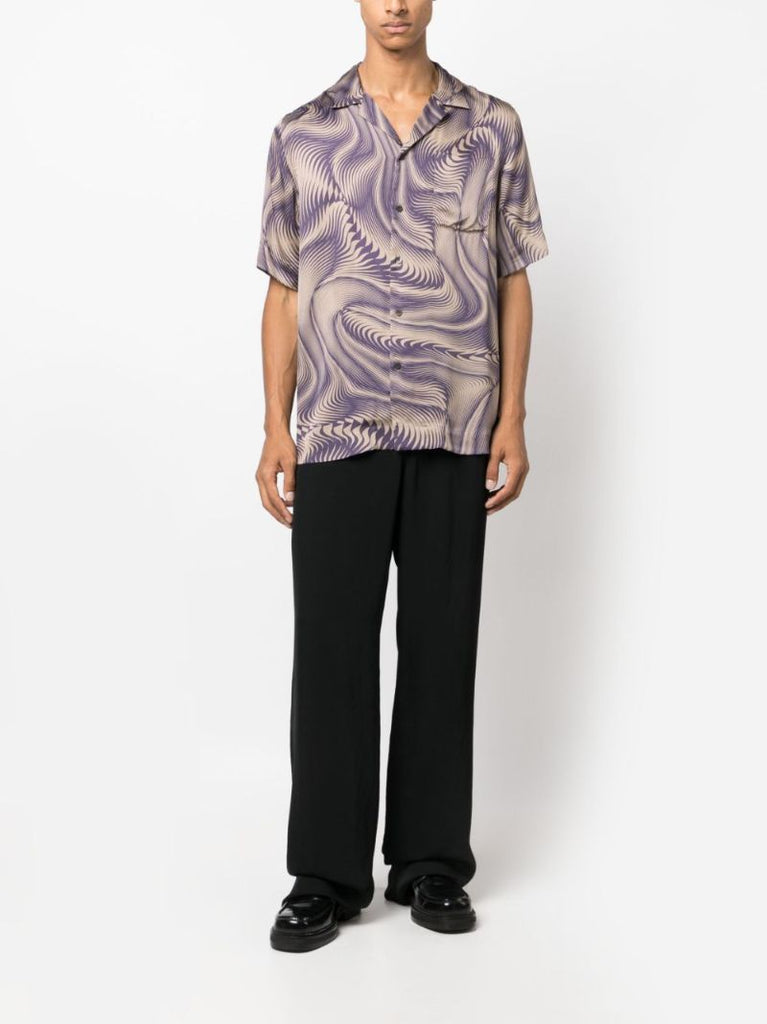 Purple Graphic-print Short-sleeve Shirt