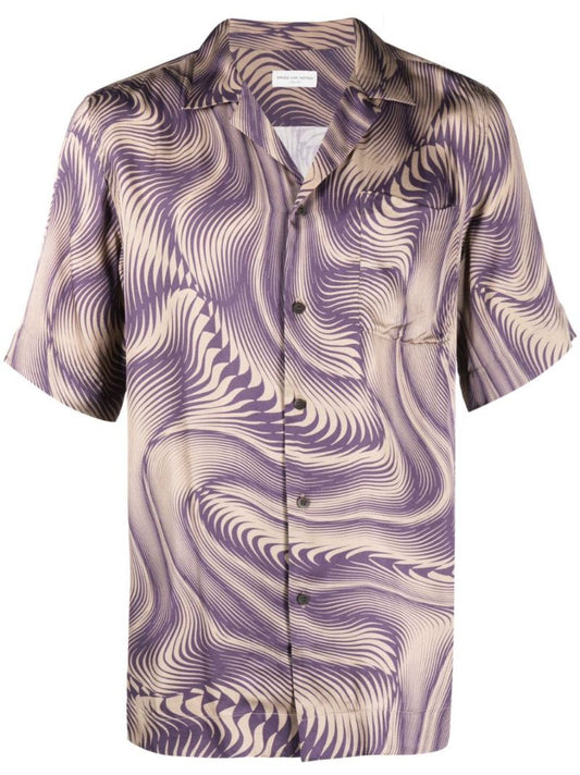 Purple Graphic-print Short-sleeve Shirt