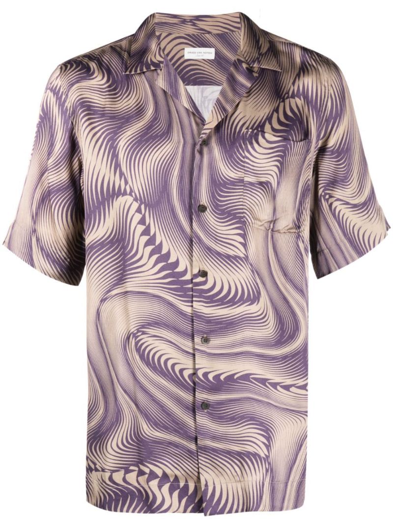 Purple Graphic-print Short-sleeve Shirt