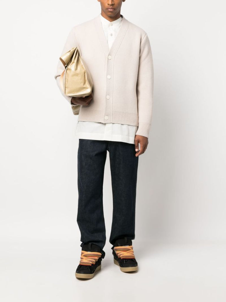 Neutral V-neck Wool Cardigan