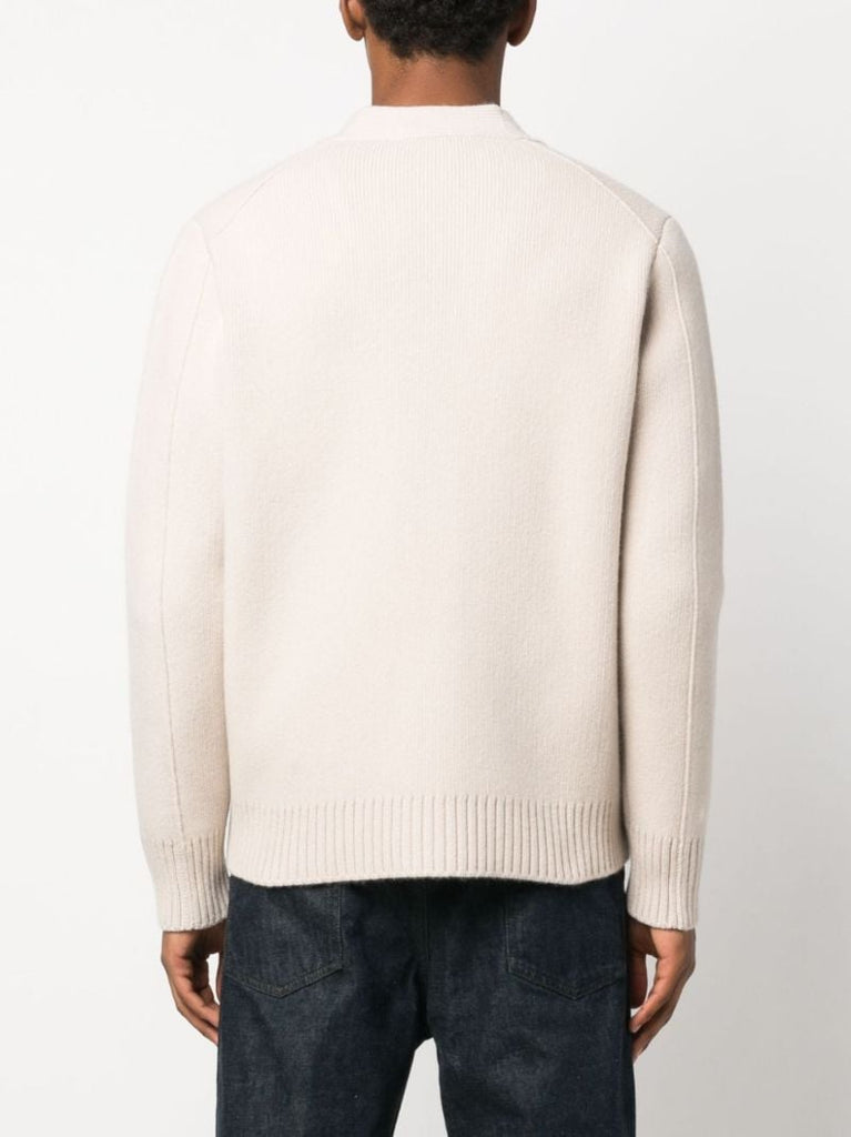 Neutral V-neck Wool Cardigan