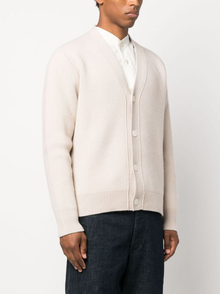 Neutral V-neck Wool Cardigan
