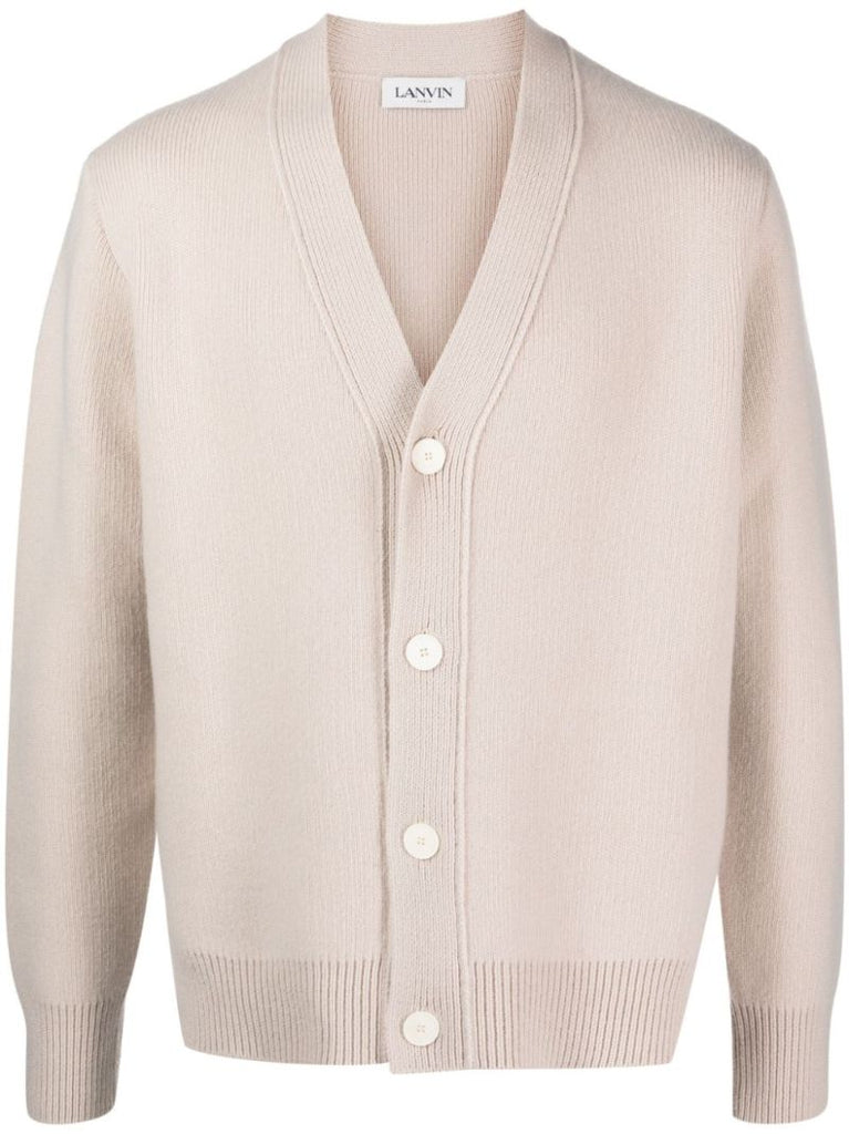 Neutral V-neck Wool Cardigan