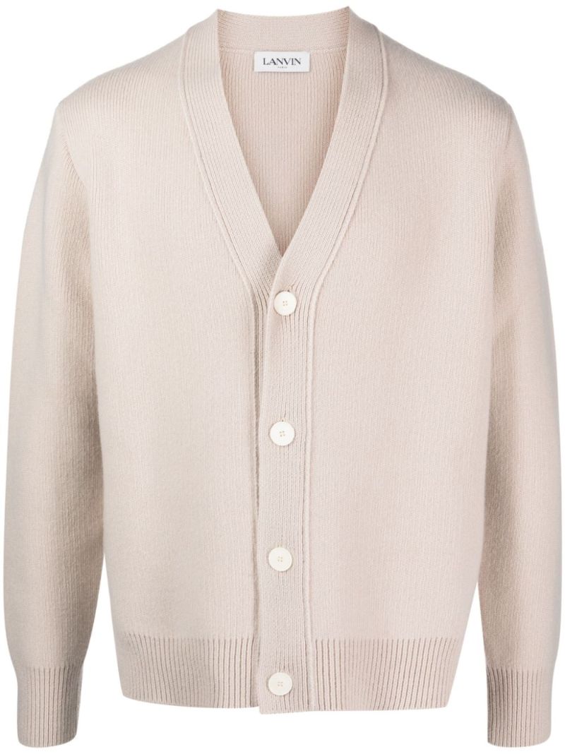 Neutral V-neck Wool Cardigan