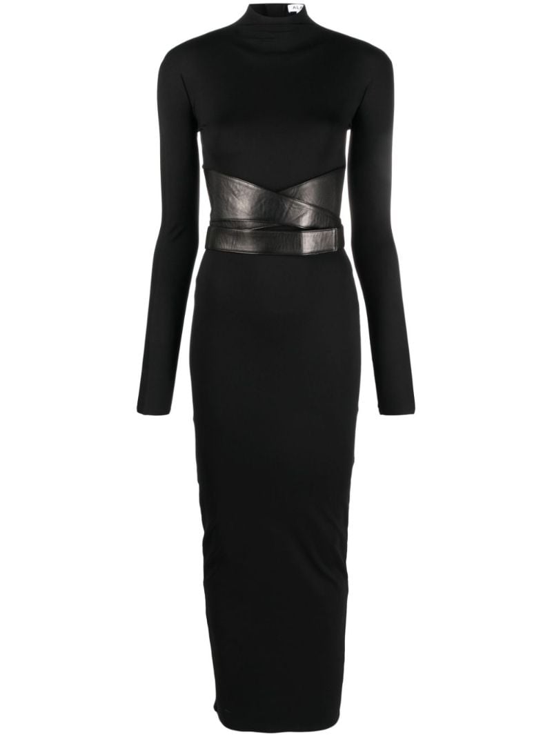 Black Sculpted Belted Maxi Dress