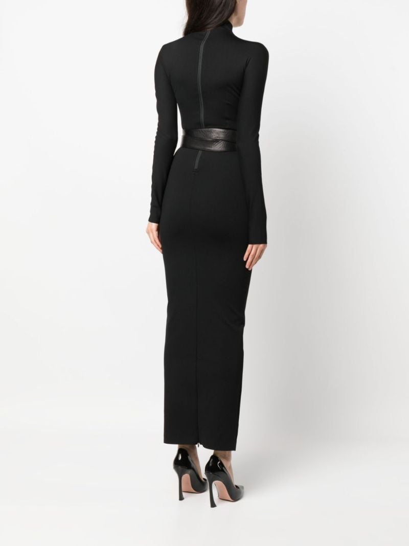 Black Sculpted Belted Maxi Dress