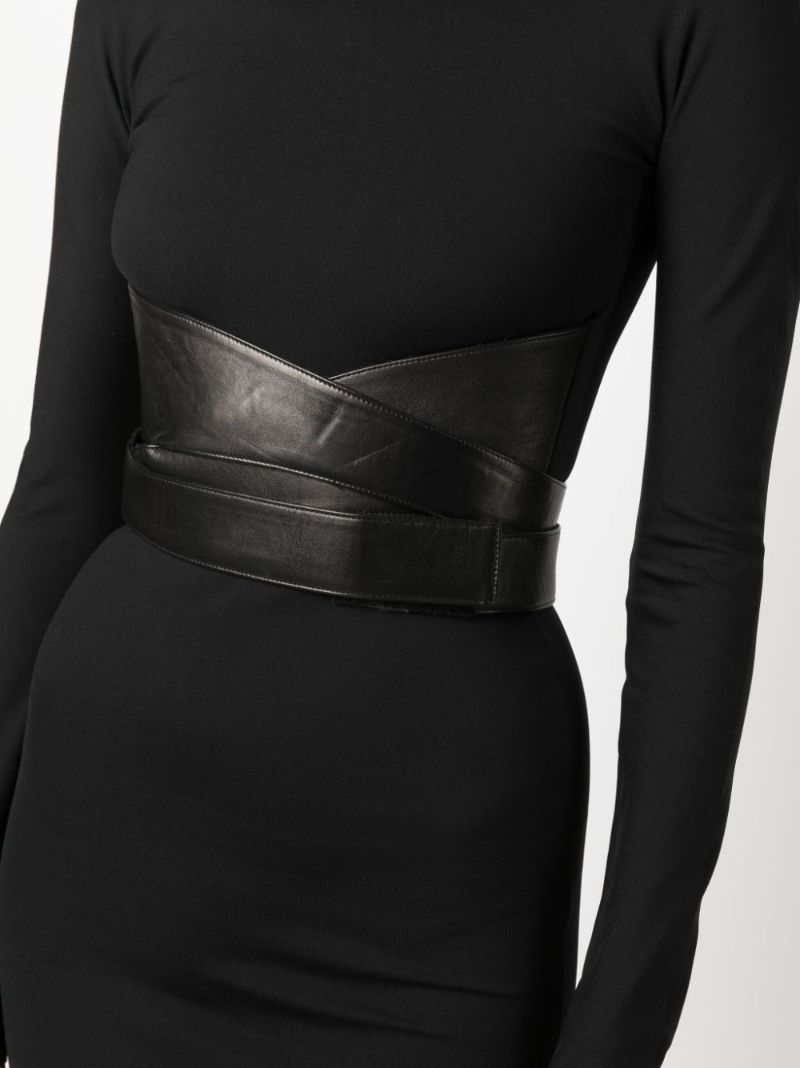 Black Sculpted Belted Maxi Dress