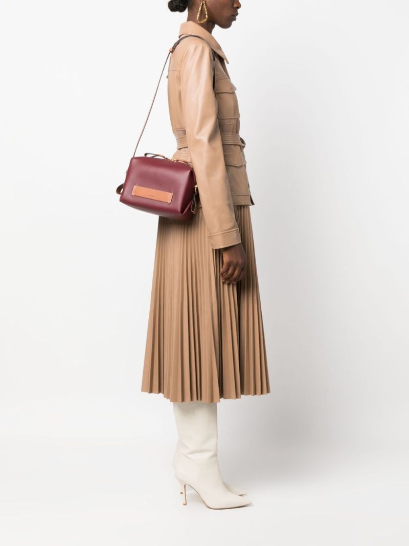 Purple Logo-patch Leather Cross Body Bag