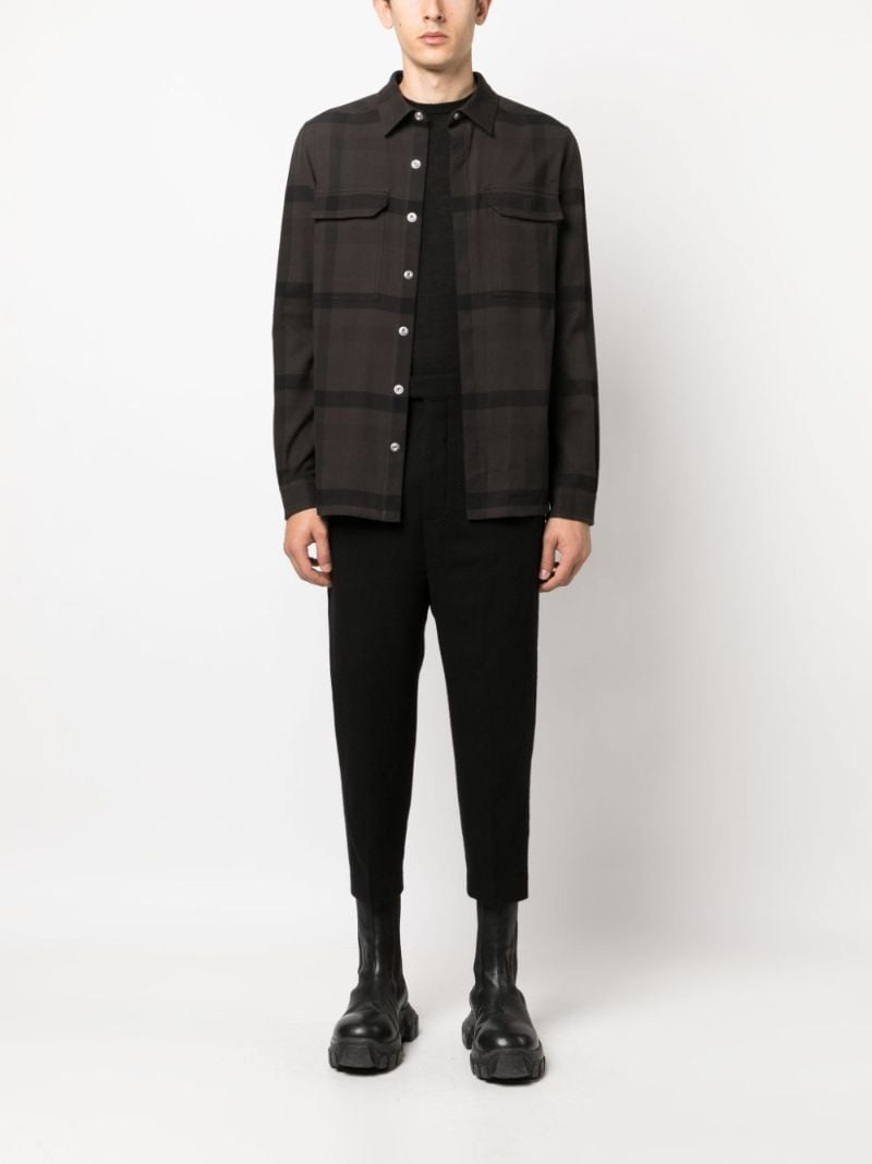 Grey Check-print Cotton Shirt