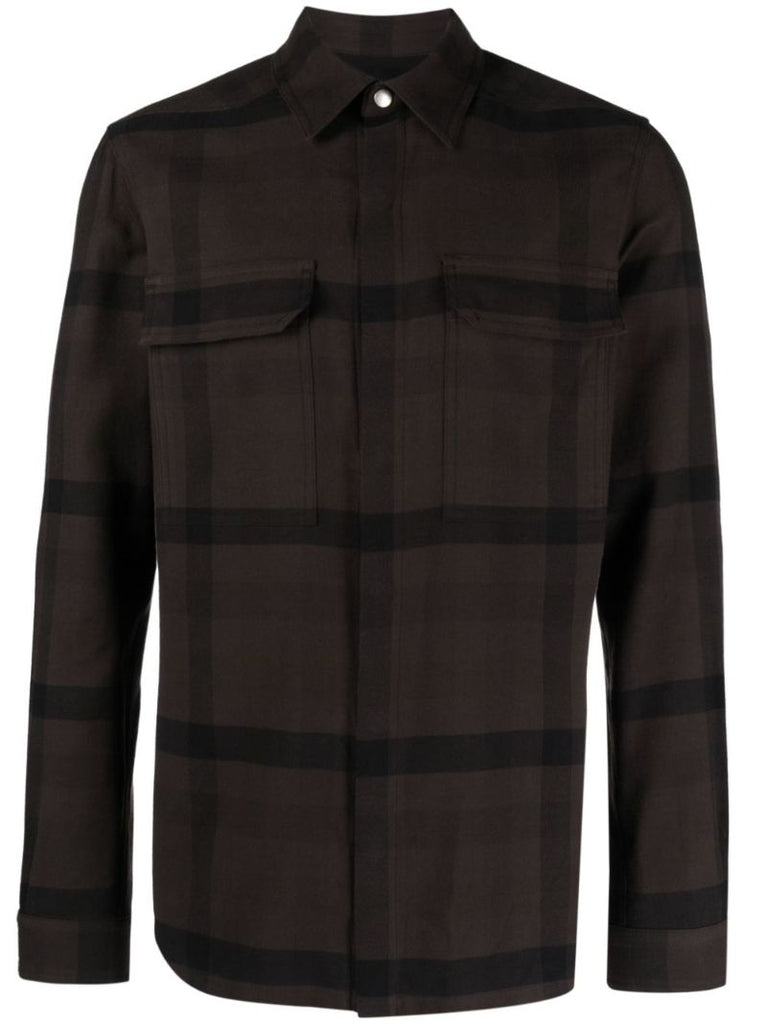 Grey Check-print Cotton Shirt